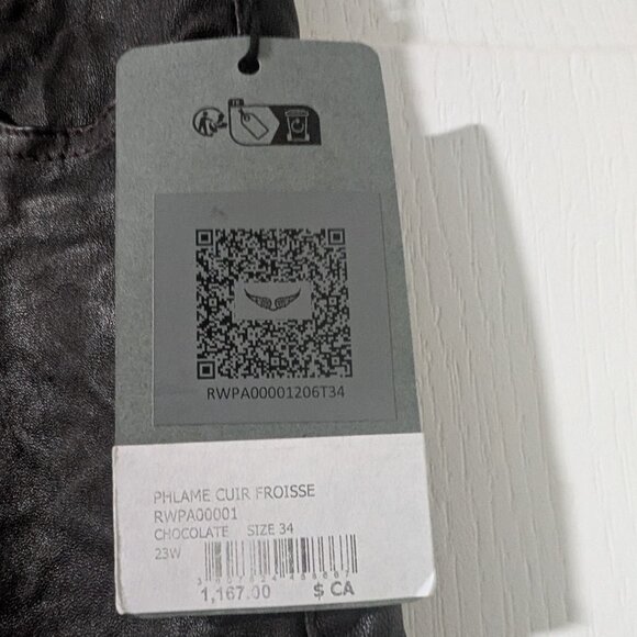 Zadig & Voltaire | Phlame Crinkled Leather Pants In Chocolate Brown - Picture 6 of 15